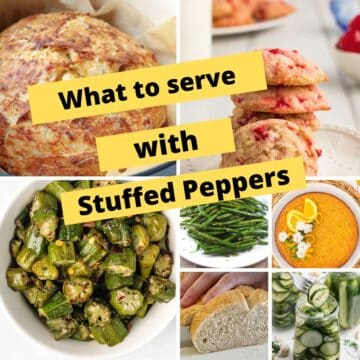 A collage of images for sides to serve with stuffed peppers.