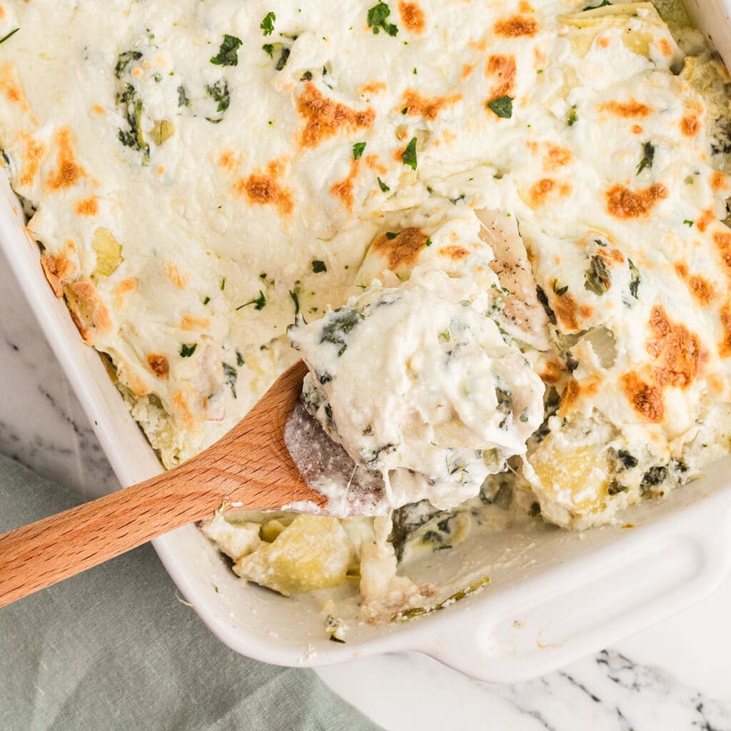 Creamy Chicken Spinach Artichoke Casserole Recipe - Amira's Pantry