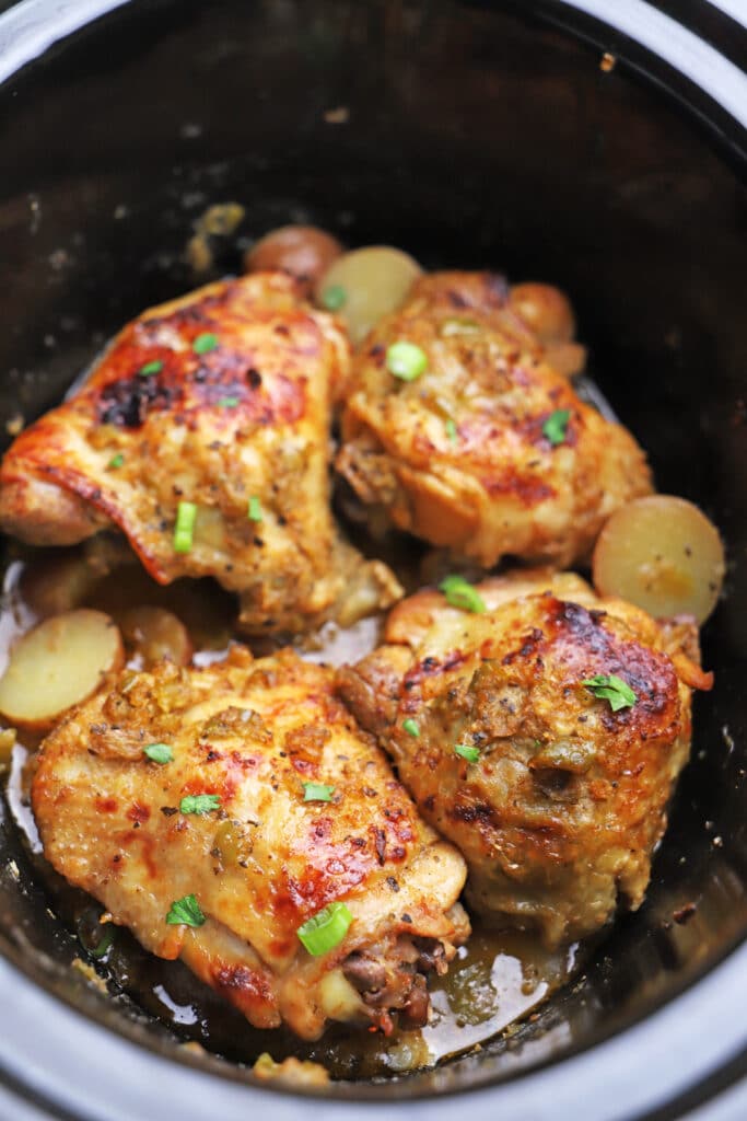 Slow Cooker Bone In Chicken Thighs (Easy Recipe) Amira's Pantry