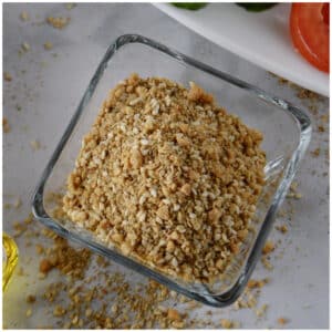 Dukkah spice mix in a bowl.