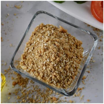 Dukkah spice mix in a bowl.