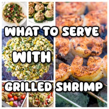 A collage of images for grilled shrimp sides with text overlay.