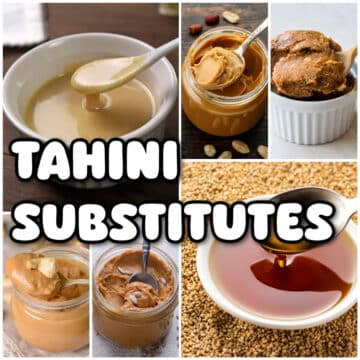 A collage of images for the best tahini substitutes.