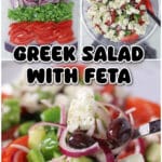 A pinterest collage of three images for the Greek salad recipe.