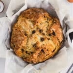 Irish Bread on a parchment lined skillet.