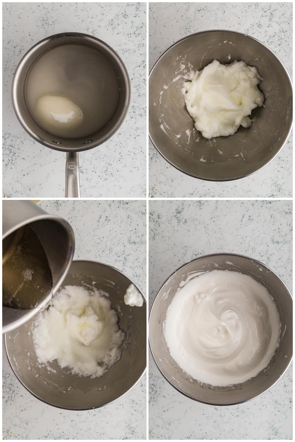 A collage of four images with instructions for the recipe.