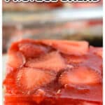 A pinterest collage for the strawberry pretzel salad with text overlay.