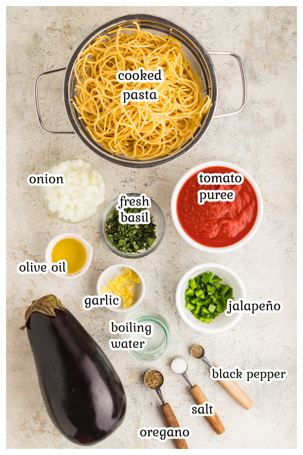 Ingredients for the recipe on a countertop.