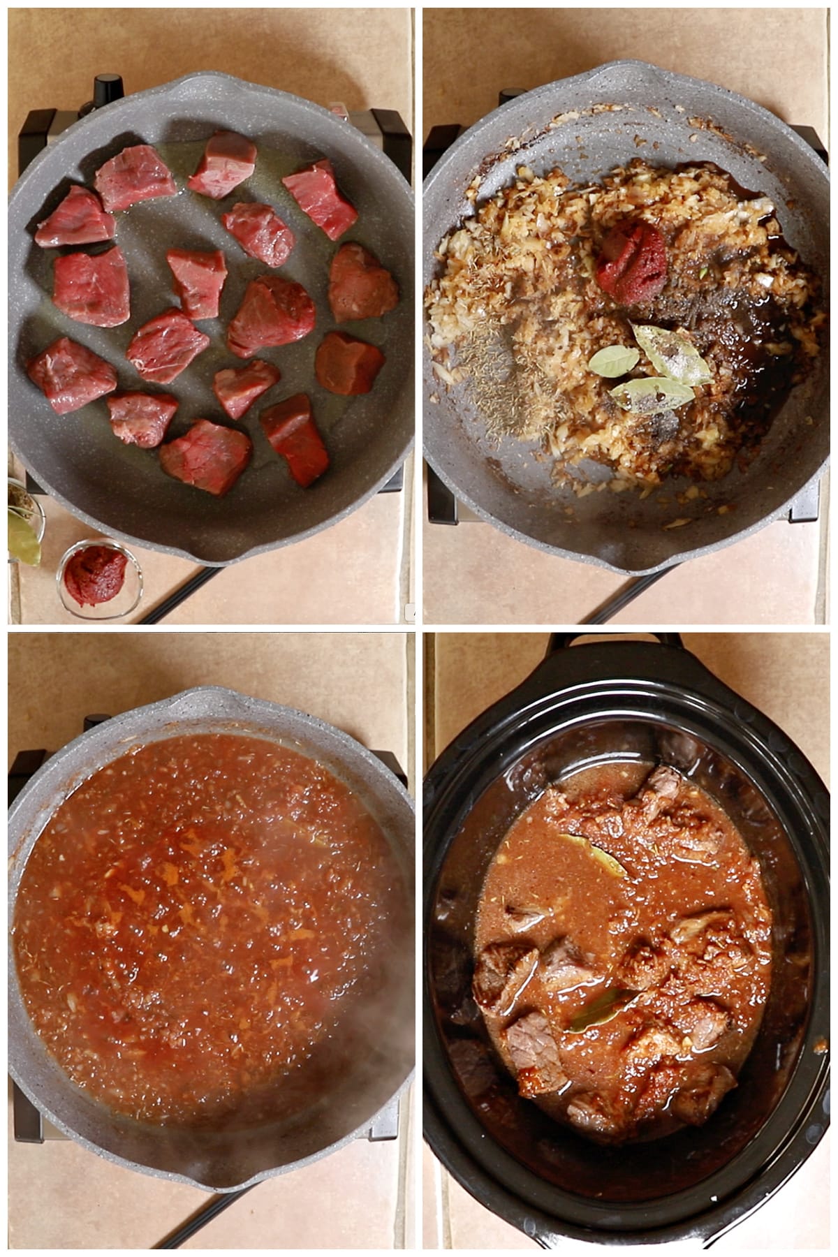 A four image collage with instructions to make the recipe.
