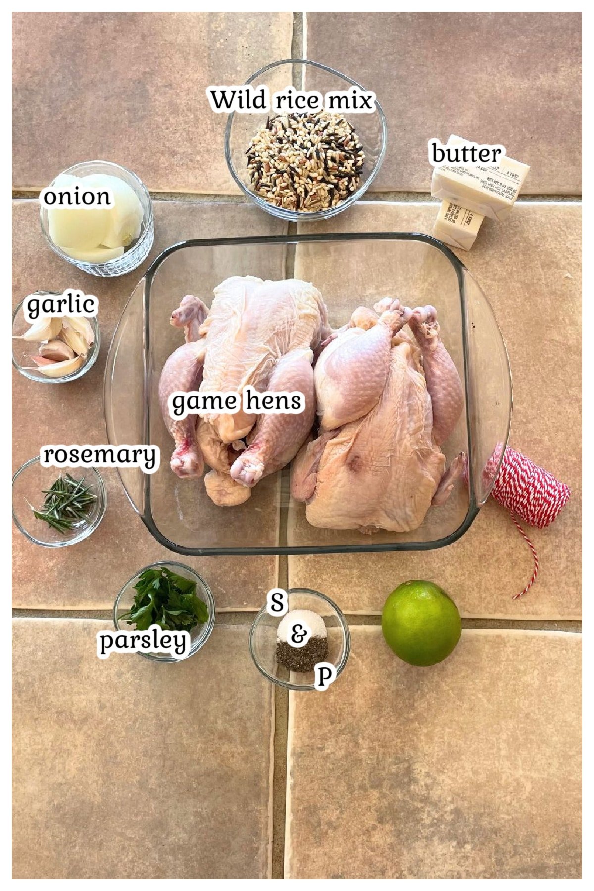 Ingredients of the stuffed chicken recipe.
