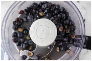 Blueberries in the food processor.