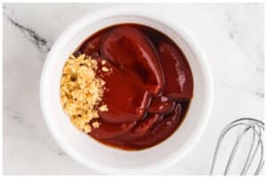 Chicken meatloaf sauce ingredients in a small bowl.
