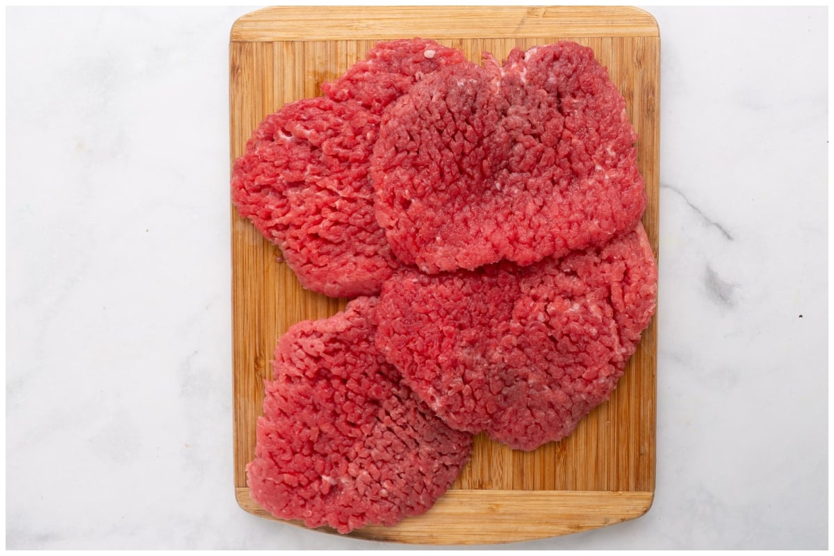 Steak on a wooden board.