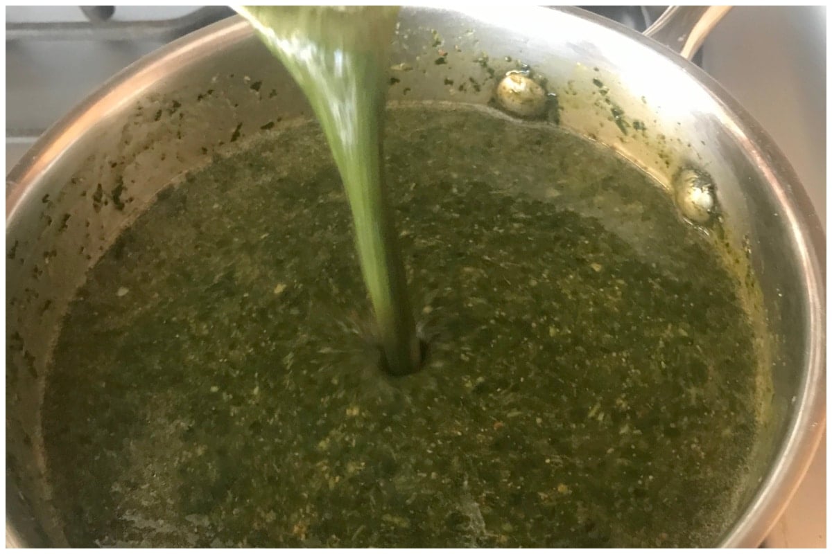 Checking for Molokhia consistency.