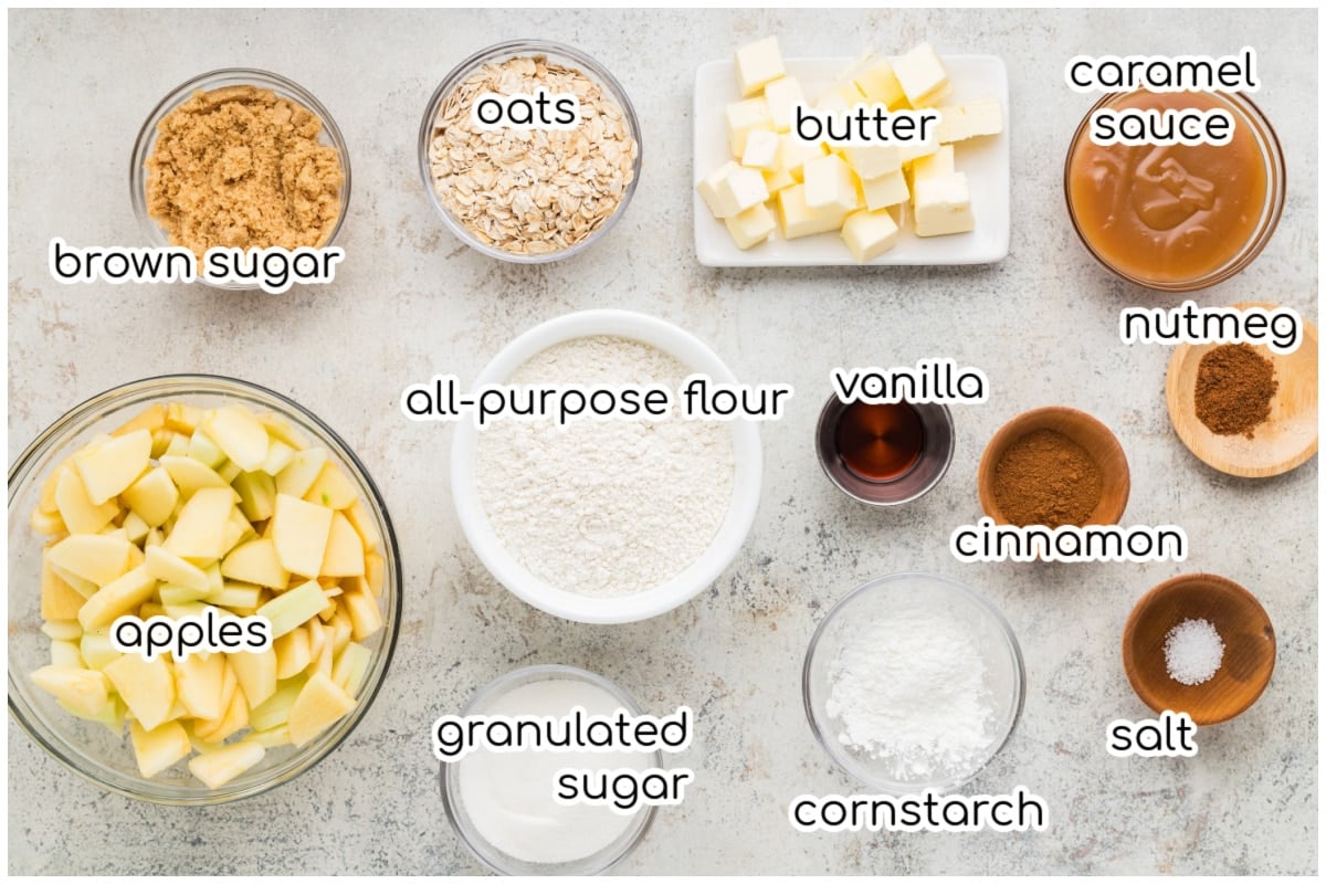 Ingredients for the apple pie bars.
