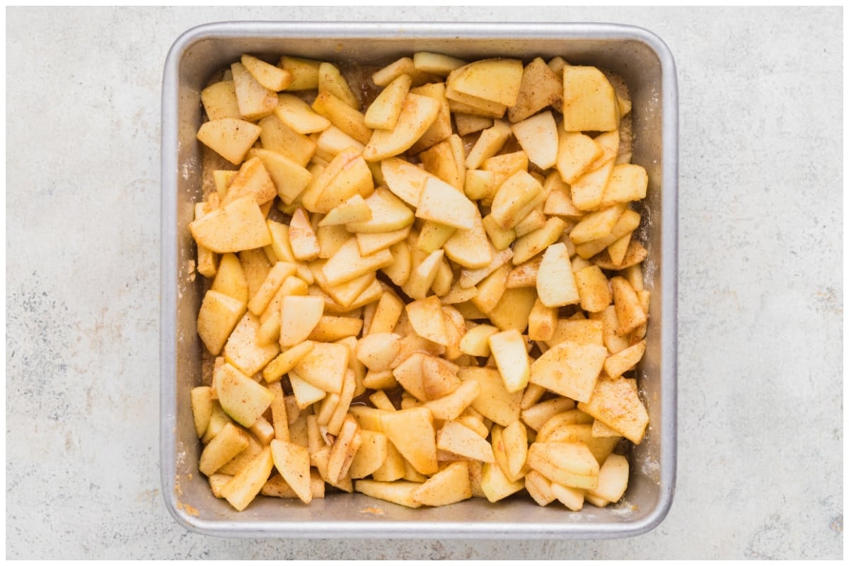 Apple filling on a shortbread crust.