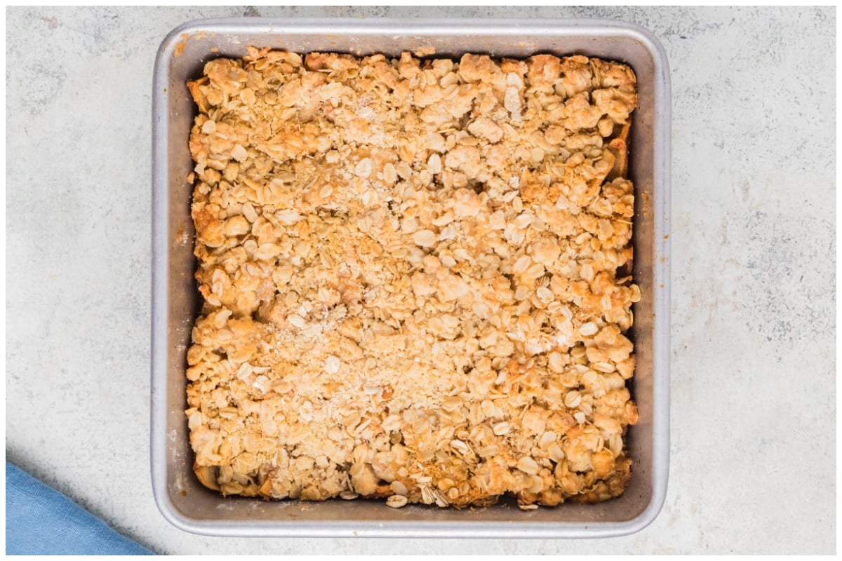 Baked bars still on the pan.