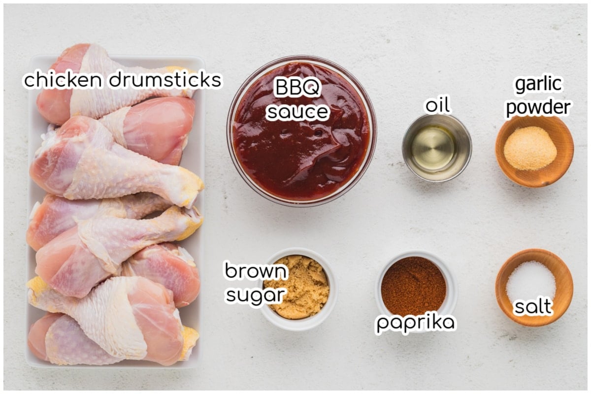 Ingredients for the slow cooker drumsticks recipe.