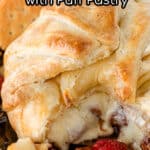 A pinterest collage for baked brie with text overlay.