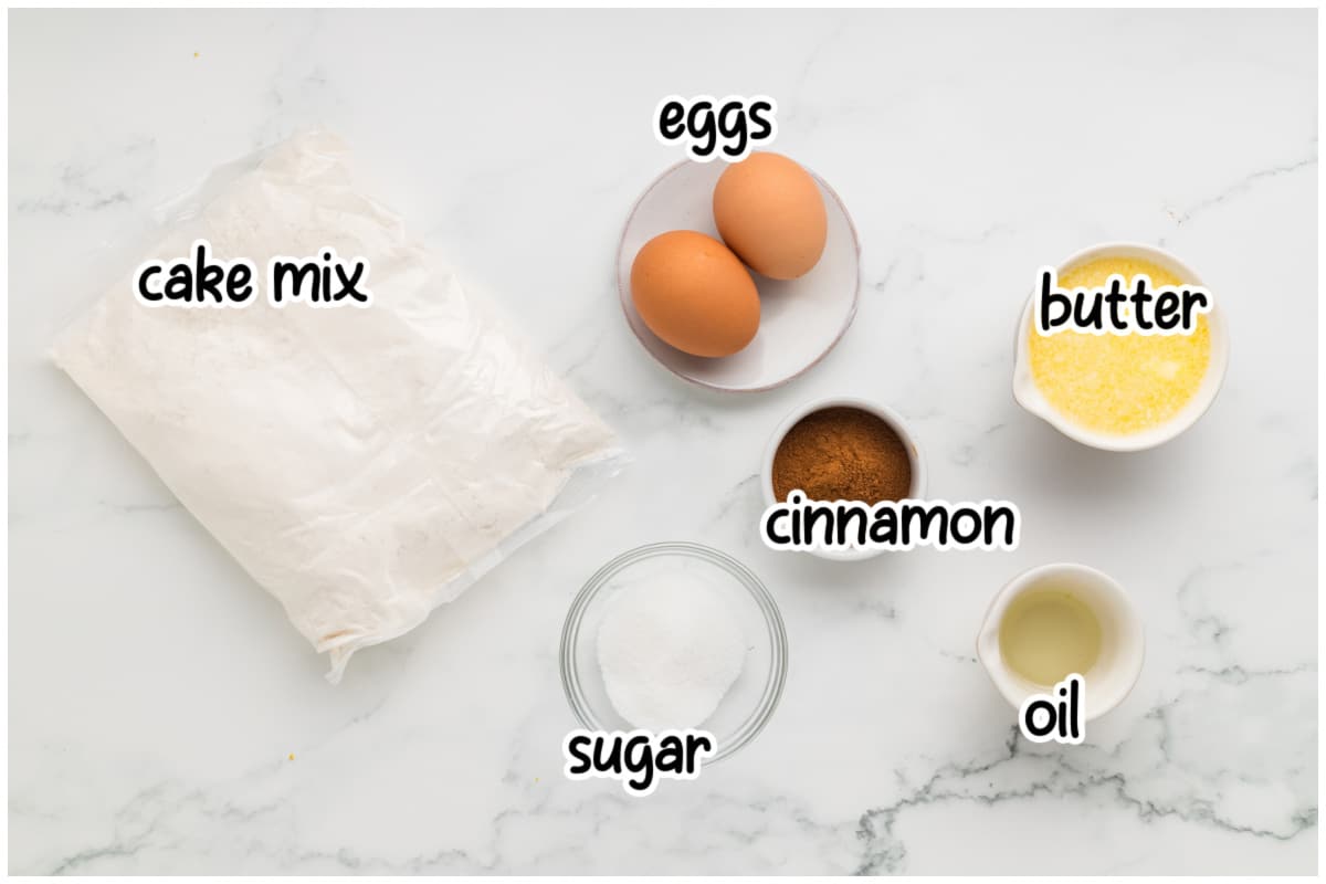 Ingredients for the cookies on a marble countertop.