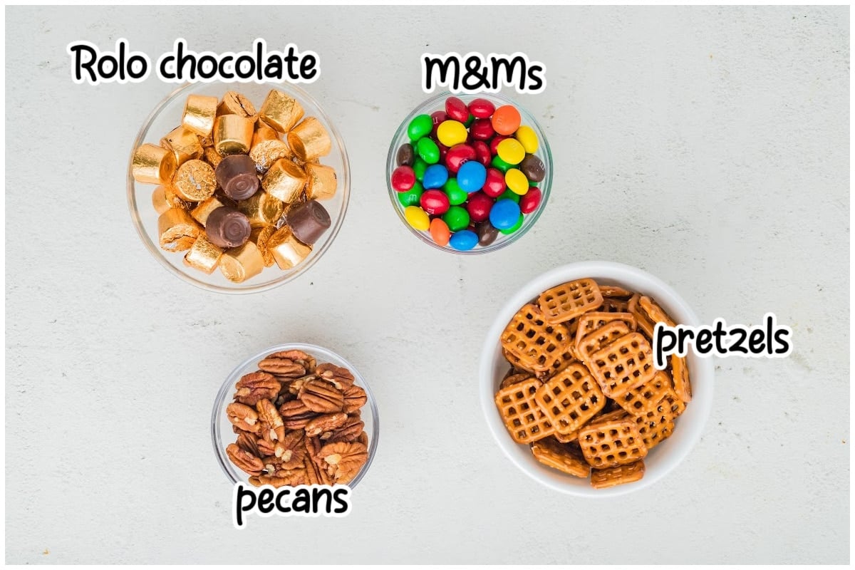 Recipe ingredients on a white surface with text overlay.