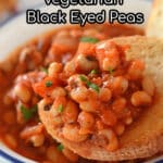 A pinterest collage with text overlay for the black eyed peas recipe.
