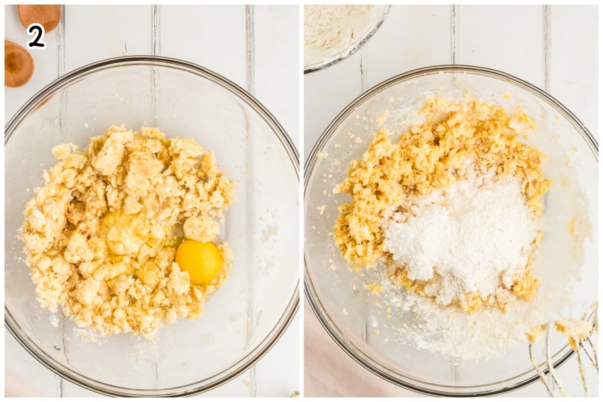 A collage of two images showing how to make the cookie batter.