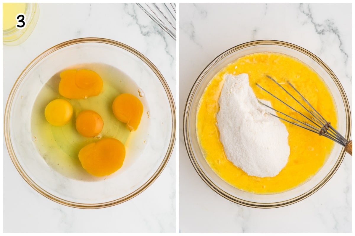 A collage of two images showing how to make the lemon layer.