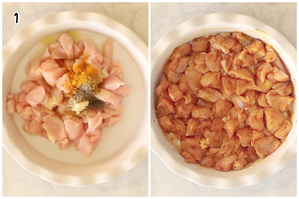 Image showing steps to marinate chicken.