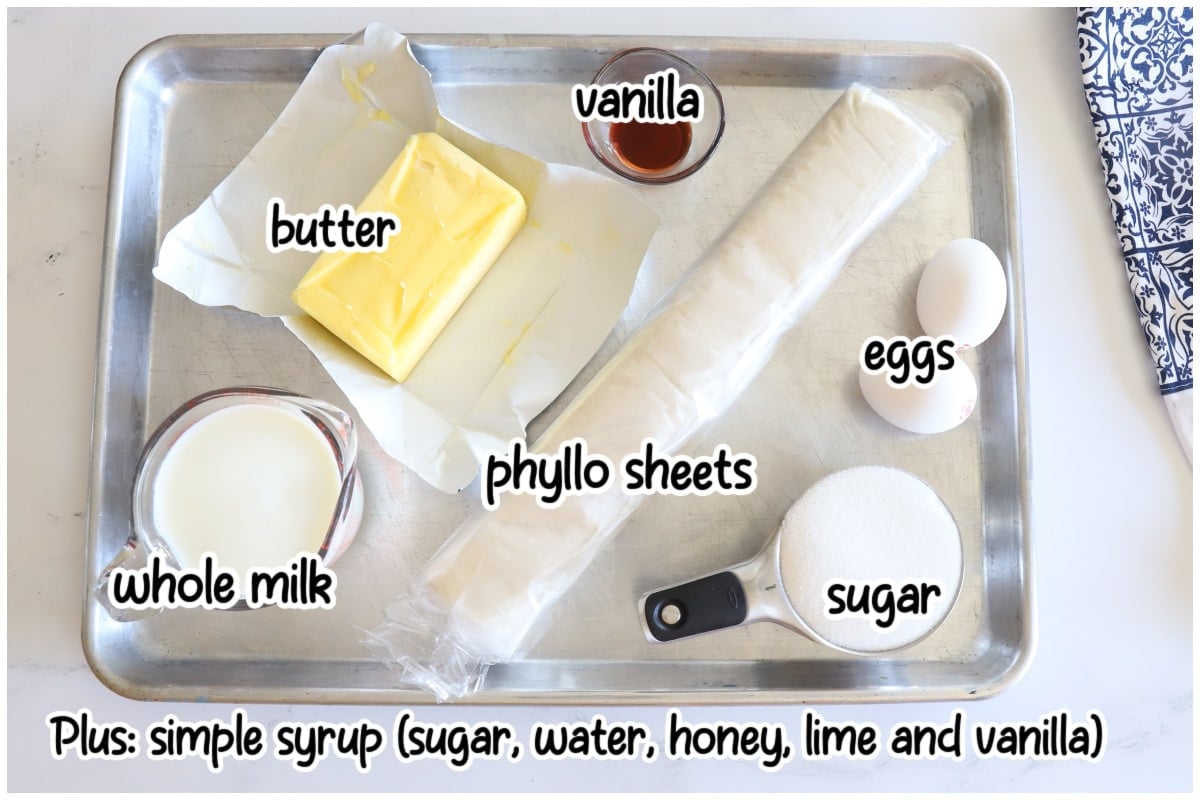 A flat lay image of the crinkle cake ingredients.
